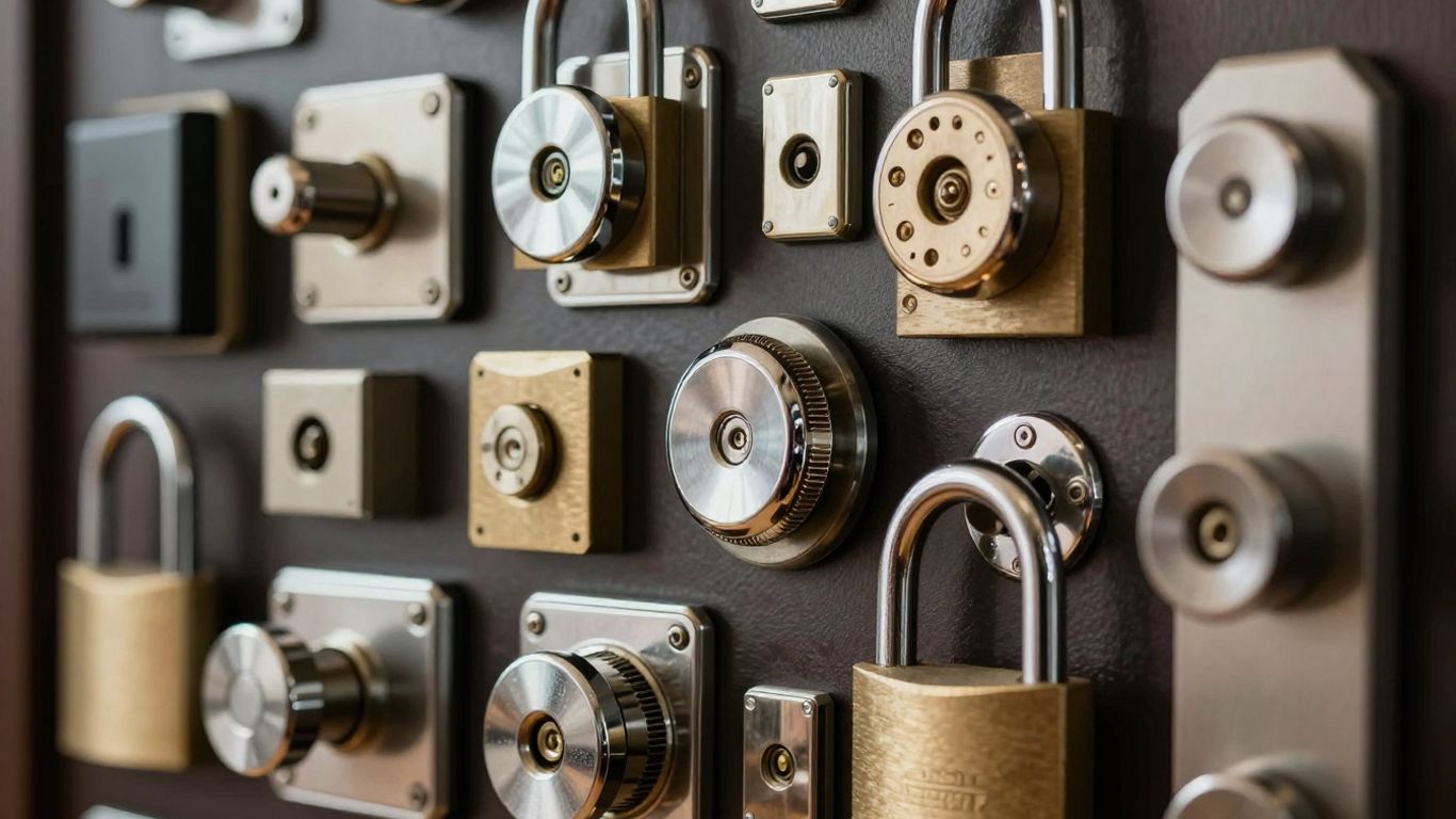 Various high-security locks and locking mechanisms.