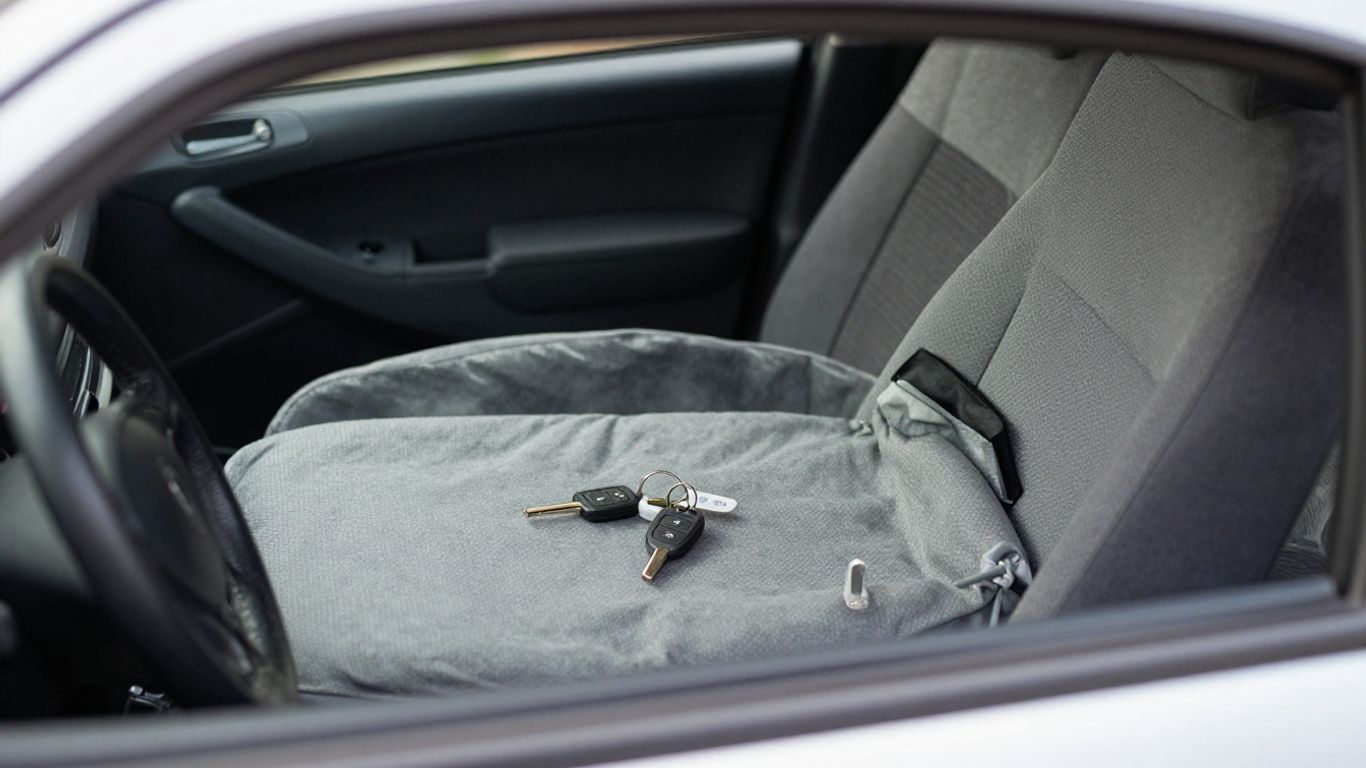 Keys locked inside a car.