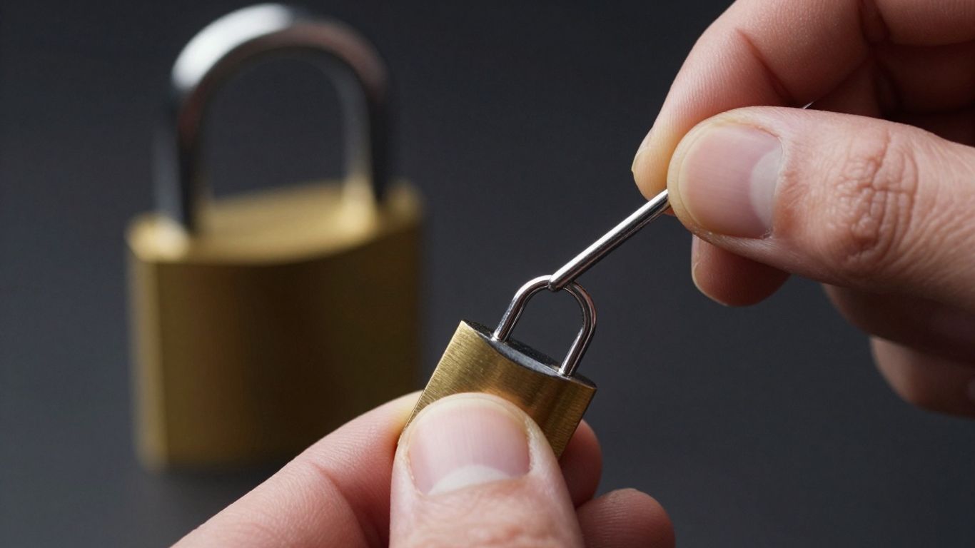 Lock picking tools and a padlock