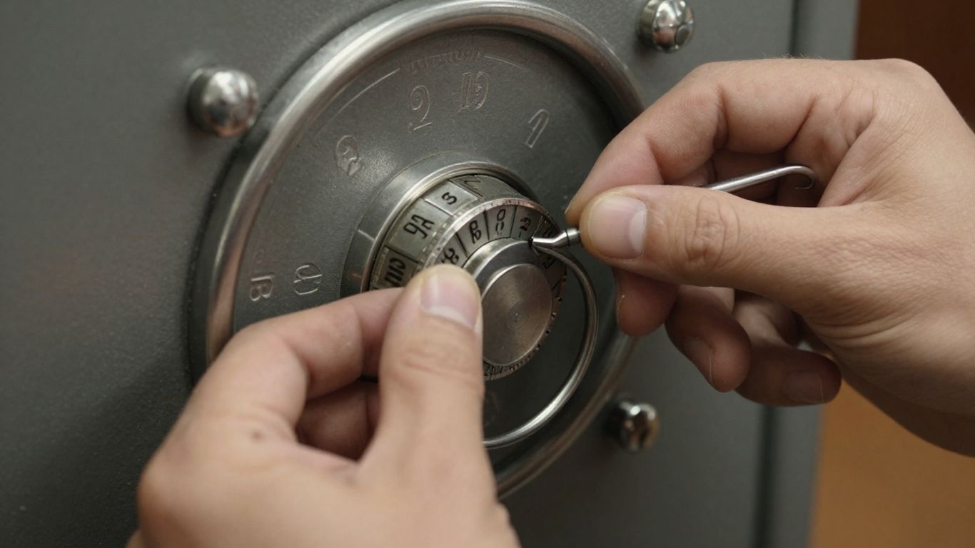 Locksmith opening a safe with tools.