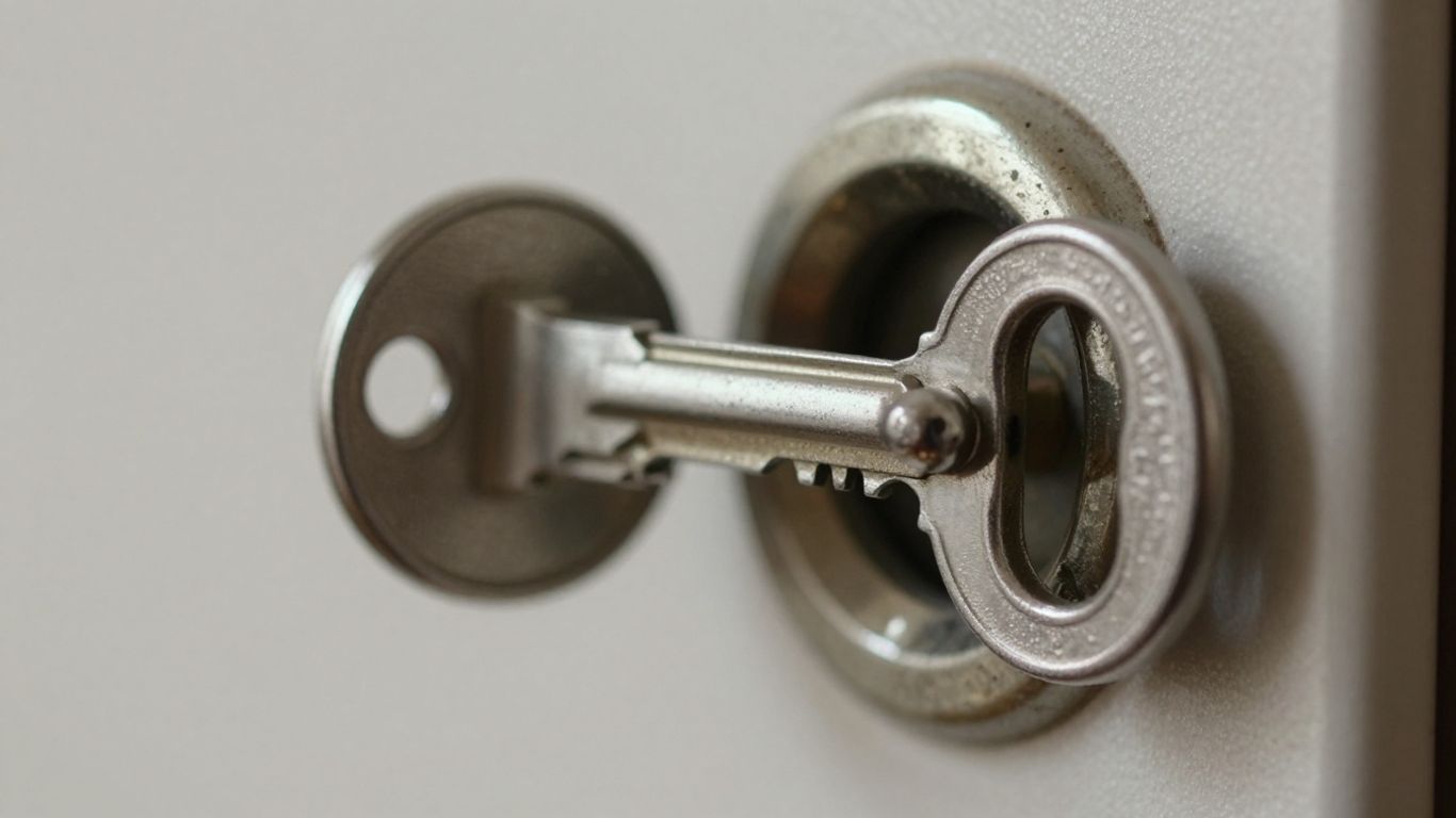 Key stuck in a door lock.
