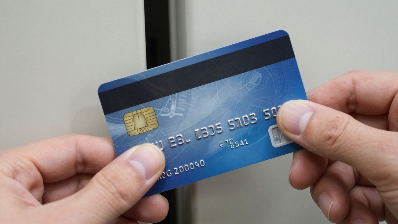 Hand using credit card to open locked door